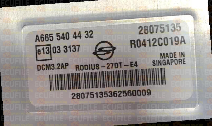 DELPHI DCM3.2AP R0412C019A 28075135 SSANGYONG RODIUS I 2.7 XDI 165HP A6655404432 NCD09A01