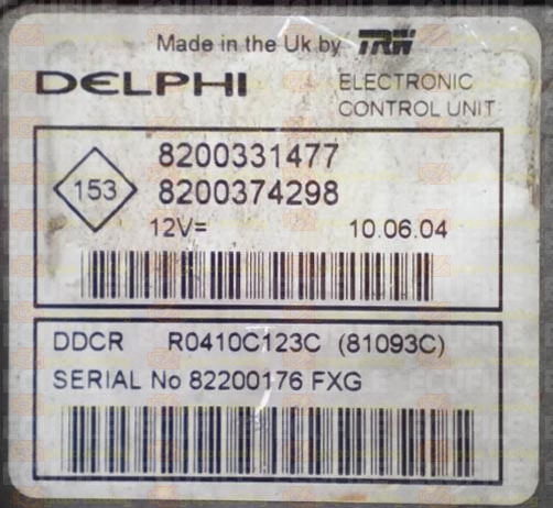 DELPHI TRW DDCR R0410C123C 81093C RENAULT KANGOO I 1.5 DCI 65HP 8200331477 8200374298 - 0A63