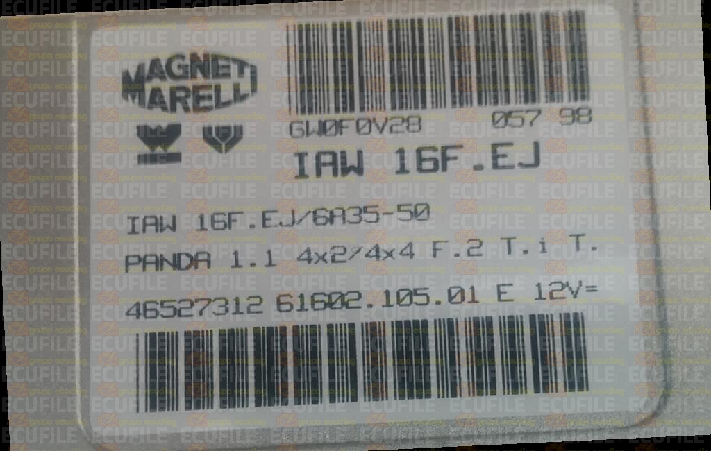 MAGNETI MARELLI IAW 16F.EJ 61602.105.01 FIAT PANDA 1.1i 46527312 EEPROM MC68HC11F1