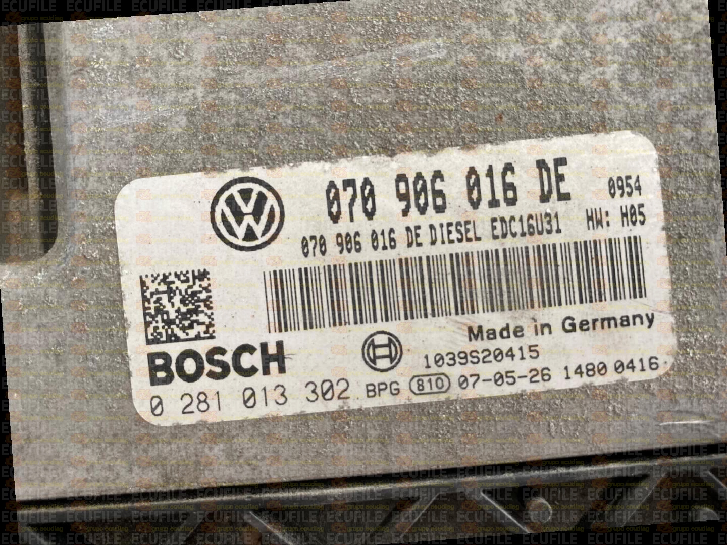 BOSCH EDC16U31-4.51 0281013302 VOLKSWAGEN TOUAREG 2.5 TDI 174HP 070906016DE 1037386346