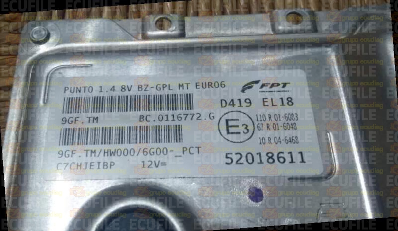 MAGNETI MARELLI 9GF.TM BC.0116772.G FIAT PUNTO 1.4 52018611 HW000 EEPROM 95640