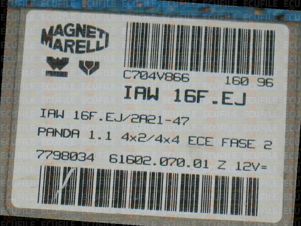MAGNETI MARELLI IAW 16F.EJ 61602.070.01 FIAT PANDA 1.1i 7798034 EEPROM MC68HC11F1