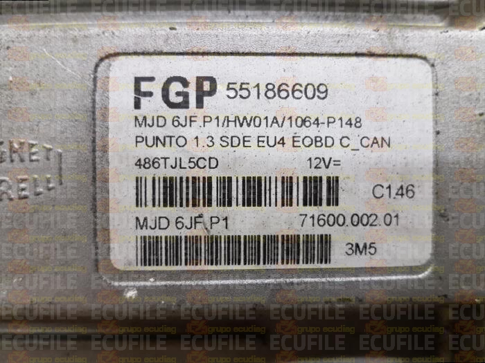 MAGNETI MARELLI MJD 6JF.P1 71600.002.01 FIAT PUNTO 1.3 JTD 70HP 55186609 HW01A EEPROM 95320