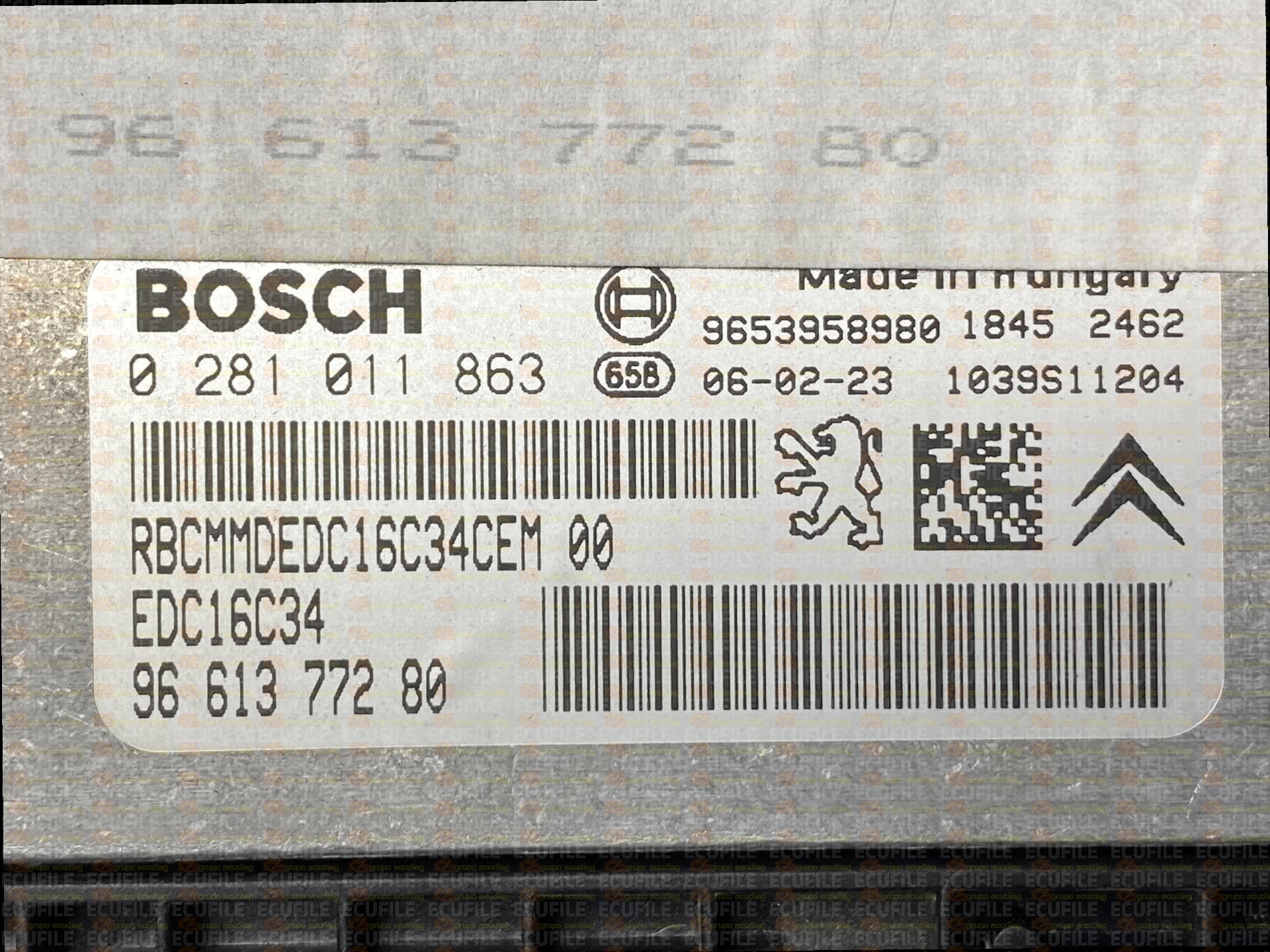 BOSCH EDC16C34-2.10 0281011863 CITROEN C4 I PEUGEOT 307 1.6 HDI 66KW 90HP L4 16V 9HX 9H02 DV6ATED4 9661377280 1037380727 - 9663267580