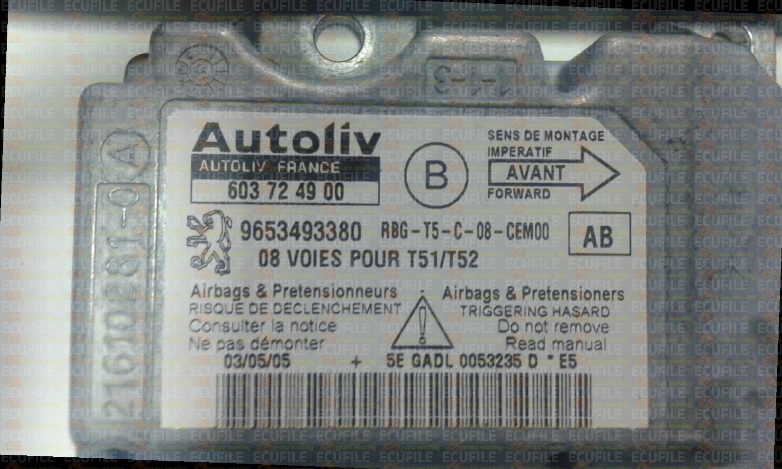 AUTOLIV 603724900 PEUGEOT 307 9653493380 AB
