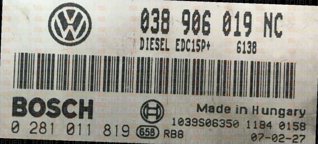 BOSCH EDC15P+23.3.2 0281011819 VOLKSWAGEN POLO 1.9 TDI 100HP 038906019NC 1037371274
