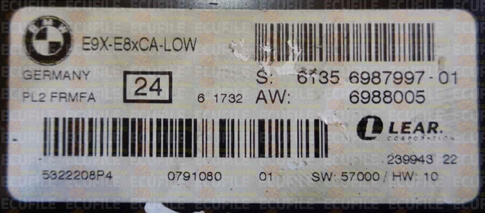 LEAR PL2 FRMFA 23994322 E9X-E8xCA-LOW BMW 61356987997-01 61356988005 EEPROM 95320