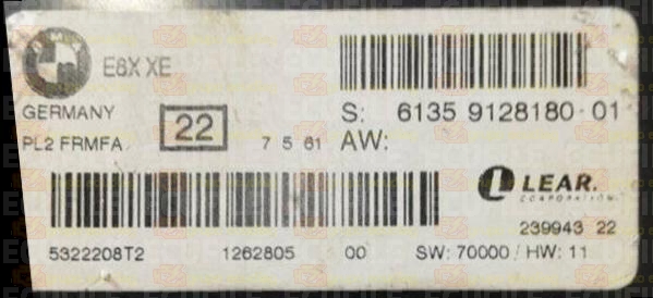 LEAR PL2 FRMFA 23994322 E8X XE BMW 61359128180-01 EEPROM 95320