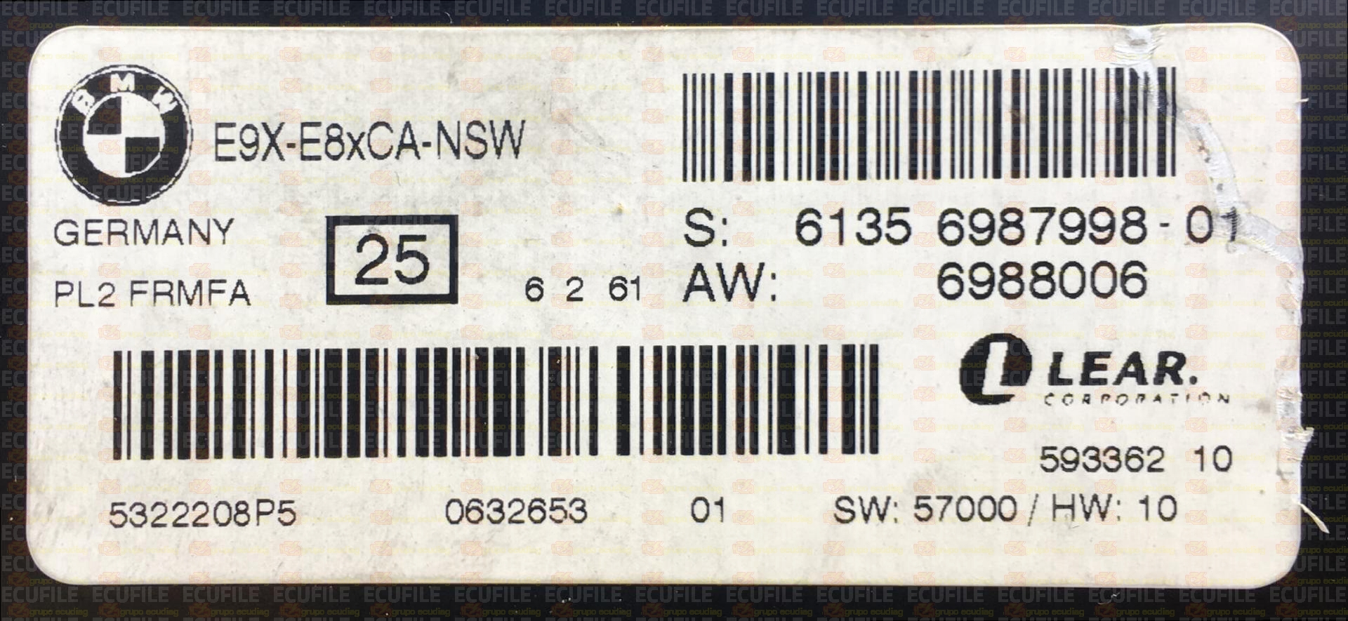LEAR PL2 FRMFA 59336210 E9X-E8xCA-NSW BMW 61356987998-01 61356988006 EEPROM 95320