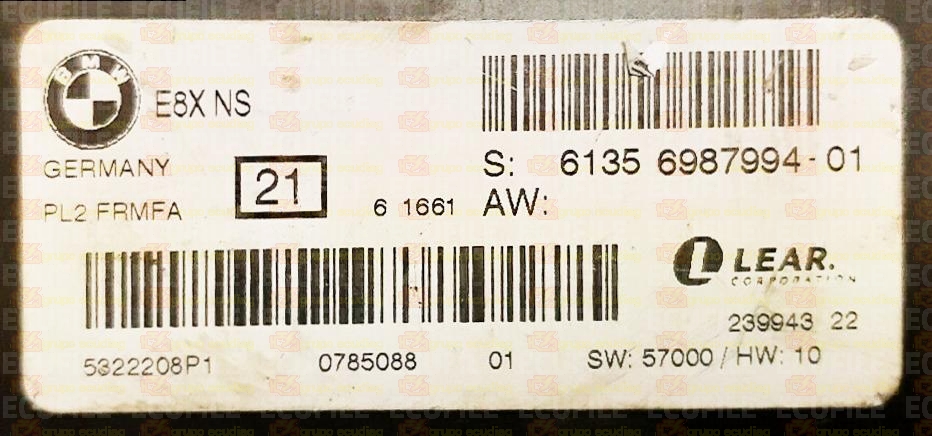 LEAR PL2 FRMFA 23994322 E8X NS BMW 61356987994-01 EEPROM 95320