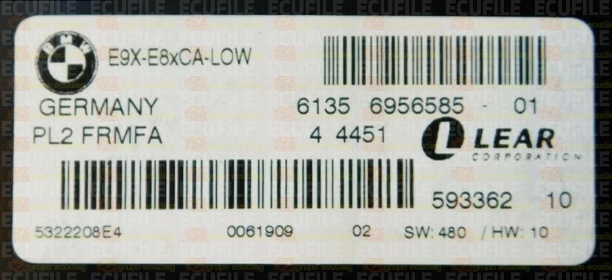 LEAR PL2 FRMFA 59336210 E9X-E8xCA-LOW BMW 61356956585-01 EEPROM 95320