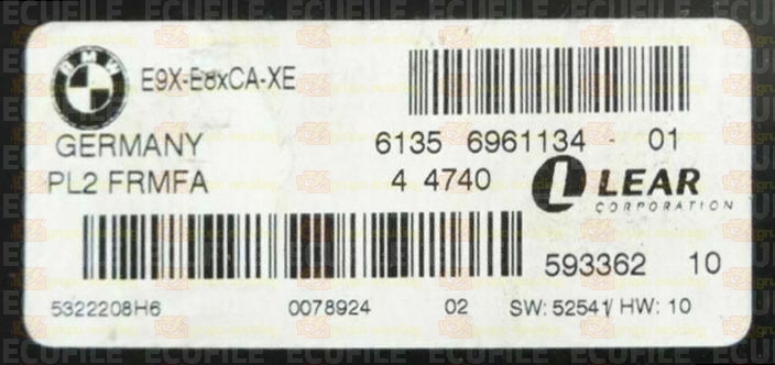 LEAR PL2 FRMFA 59336210 E9X-E8xCA-XE BMW 61356961134-01 EEPROM 95320