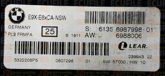 LEAR PL2 FRMFA 23994322 E9X-E8xCA-N BMW 61356987998-01 61356988006 EEPROM 95320