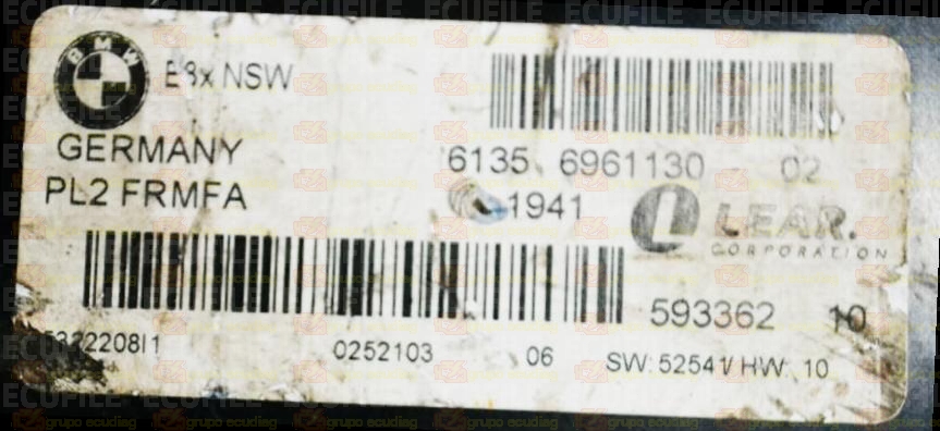 LEAR PL2 FRMFA 59336210 E8x NSW BMW 61356961130-01 EEPROM 95320