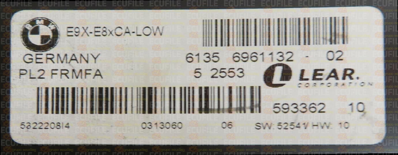 LEAR PL2 FRMFA 59336210 E9X-E8xCA-LOW BMW 61356961132-02 EEPROM 95320