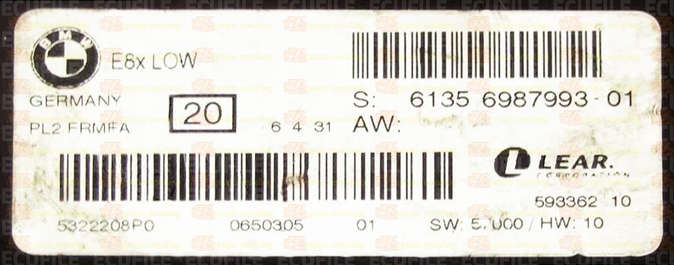 LEAR PL2 FRMFA 59336210 E8x LOW BMW 61356987993-01 EEPROM 95320