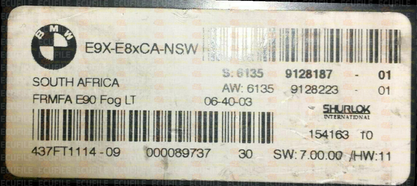 LEAR FRMFA E90 Fog LT 15416310 E9X-E8xCA-NSW BMW 61359128187-01 61359128223-01 EEPROM 95320
