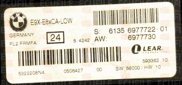 LEAR PL2 FRMFA 59336210 E9X-E8xCA-LOW BMW 61356977722-01 61356977730 EEPROM 95320