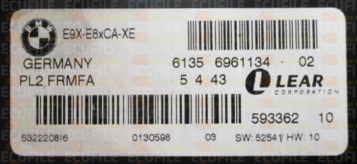 LEAR PL2 FRMFA 59336210 E9X-E8xCA-XE BMW 61356961134-02 EEPROM 95320