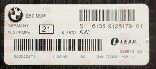 LEAR PL2 FRMFA 23994322 E8X NSW BMW 61359128179-01 EEPROM 95320