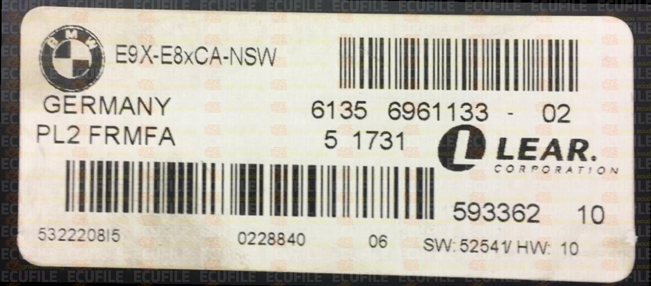 LEAR PL2 FRMFA 59336210 E9X-E8xCA-NSW BMW 6135691133-02 EEPROM 95320