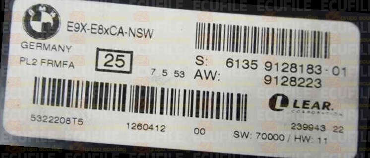LEAR PL2 FRMFA 23994322 E9X-E8xCA-NSW BMW 61359128183-01 61359128223 EEPROM 95320
