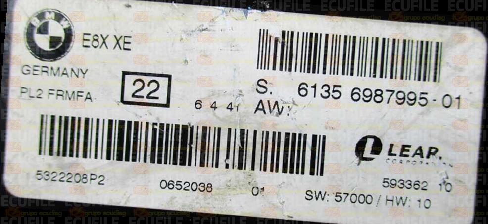 LEAR PL2 FRMFA 59336210 E8X XE BMW 61356987995-01 EEPROM 95320