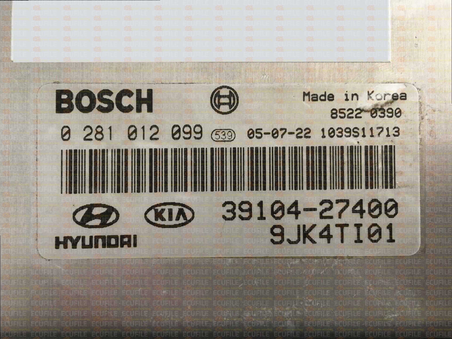 BOSCH EDC15C7-4.30 0281012099 KIA SPORTAGE 2.0 CRDI 39104-27400 3910427400 1037372105